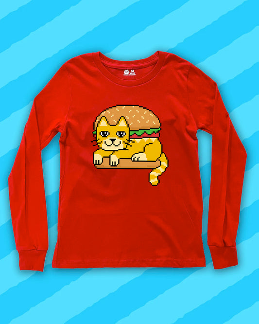 Pixel Cat Burger Long Sleeve Tee